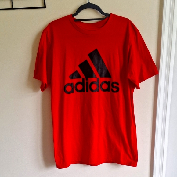 adidas Other - Adidas Men's Bold Red Tee with Black Logo 100% Cotton Size M